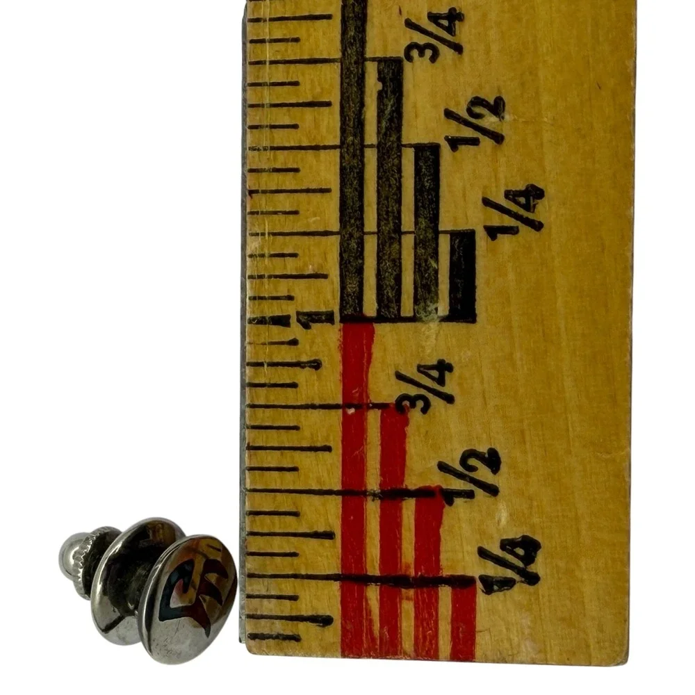 Vintage Tie Tack Sterling Silver Zuni Chip Inlay Turquoise Coral
